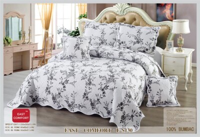 Бавовняне покривало 230х250 см. + 4 наволочки "Гілочка"