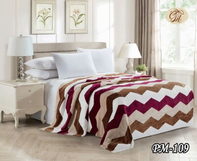 Флісовий плед "Зигзаг бордовий" 160х210 см.