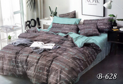 Постільна білизна двоспальна "Написи на темному" B-628