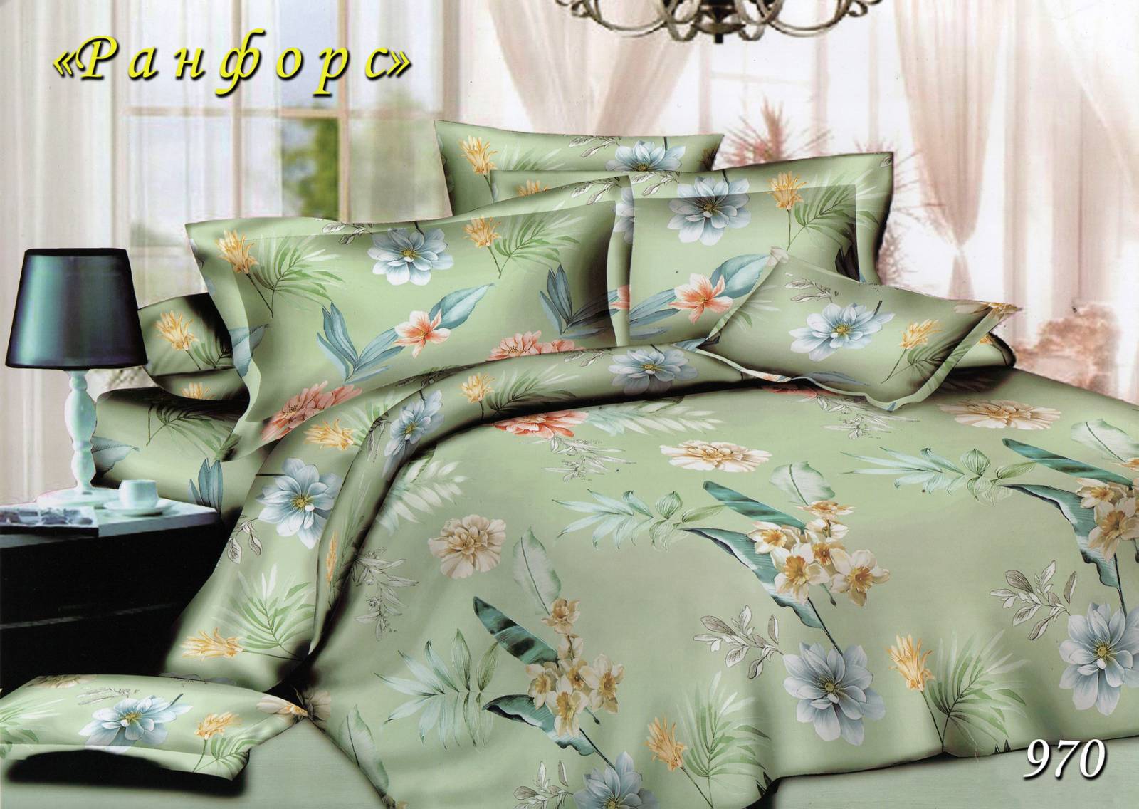 Постільна білизна двоспальна (ранфорс) "Квітковий сад" 970