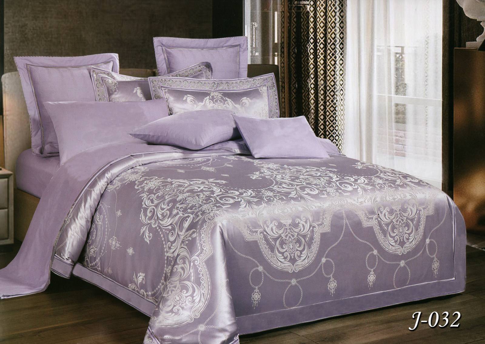 Постільна білизна євро (жакард) "Світло-бузковий" J-032