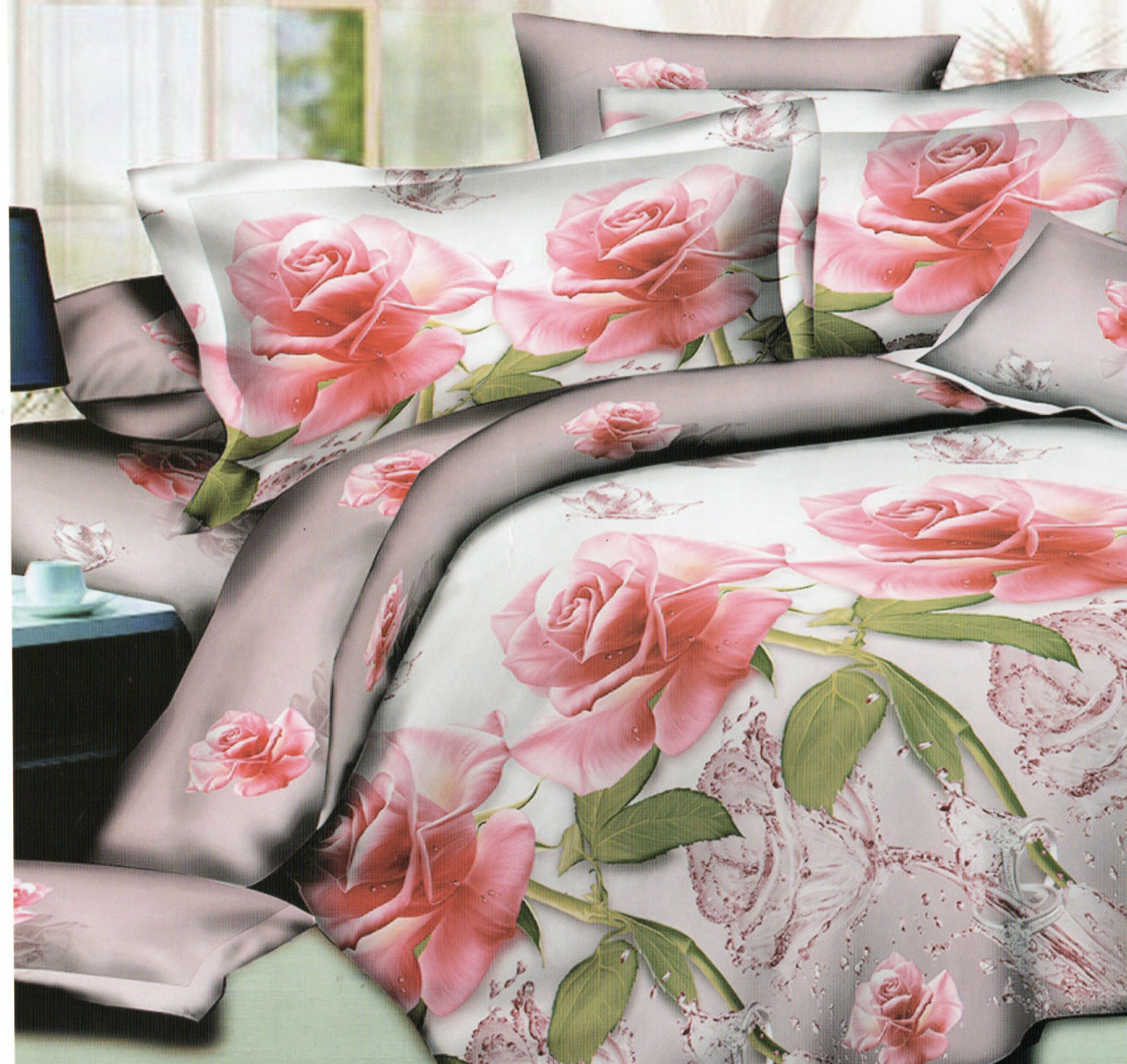 Постільна білизна полуторна (бязь) "Троянди великі"
