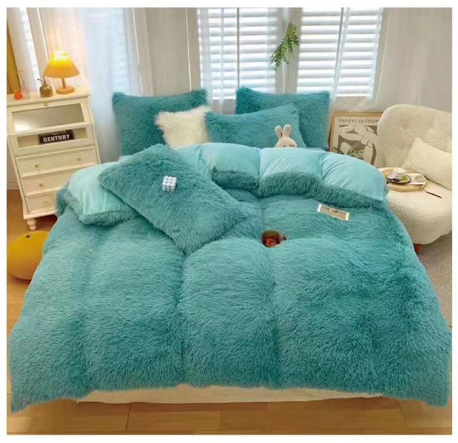 Постільна білизна євро EAST (велюр)+довгий ворс "Бірюзовий"