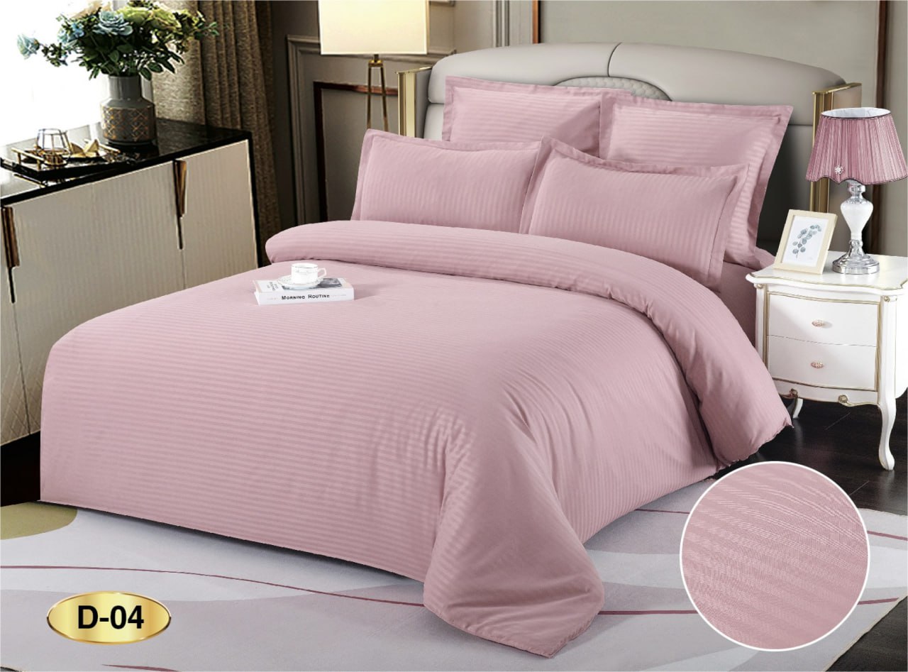 Постільна білизна "EAST" Страйп-сатин "Пудровий" євро