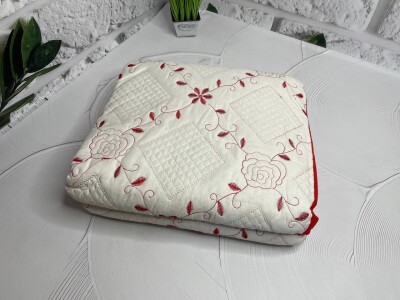 Покривало стьобане + 2 наволочки 50х70 см. 220х240 см. "Червоний"