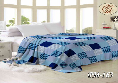 Флісовий плед "PM-163 Клітина Блакитна" 220х240 см.