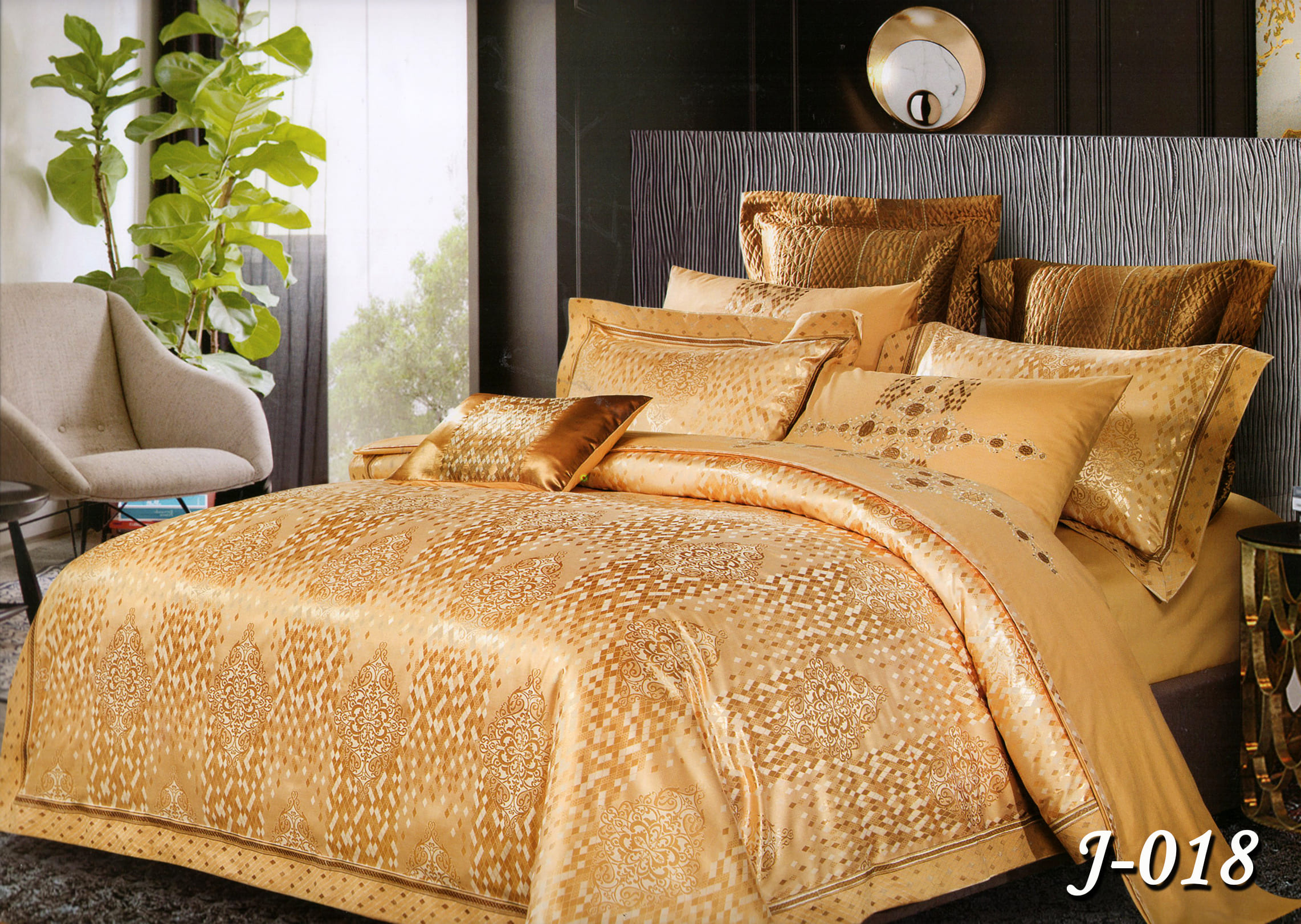Постільна білизна євро (жаккард) "Золото" J-018