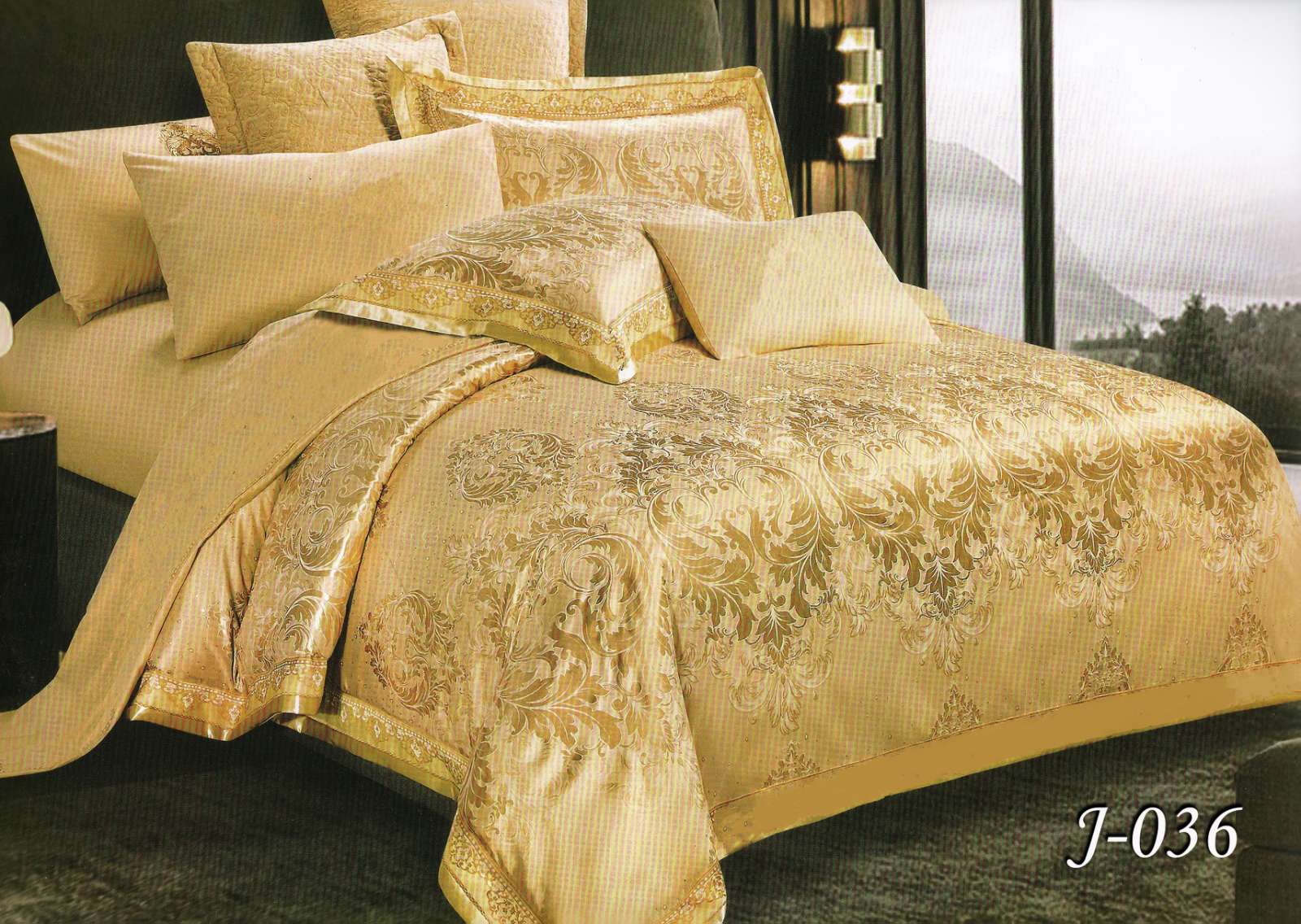 Постільна білизна євро (жаккард) "Золото" J-036