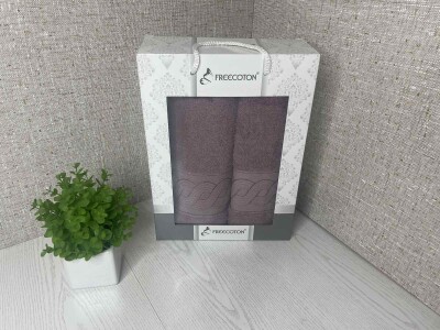 Набір махрових рушників 2 шт "FREECOTON Хвиля" (коричневі)