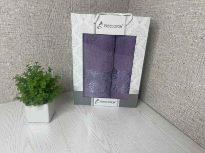 Набір махрових рушників (2 шт.) FREECOTON "Вінтаж фіолетовий"