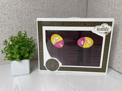 Набір махрових рушників (2шт) "Греція бордові"