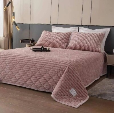 Покривало Colorful Home велюр + 2 наволочки 50х70см. "Шарпей Рожевий"