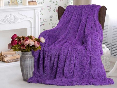 Покривало Colorful Home з довгим ворсом "Травичка" (Фіолетовий) 220х240 см.