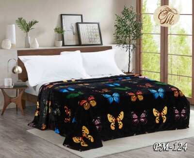 Флісовий плед "Метелики на чорному" 160х210 см.