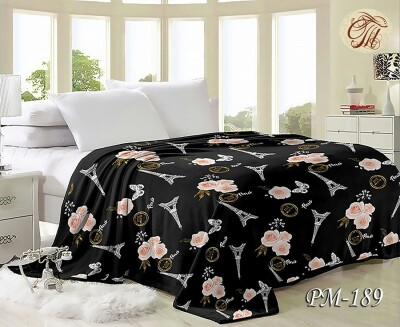 Флісовий плед "Квіти Париж" 160х210 см.