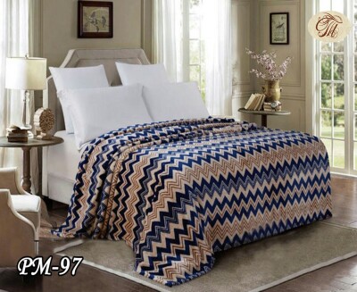 Флісовий плед "Зигзаги жовто-сині" 200х220 см.