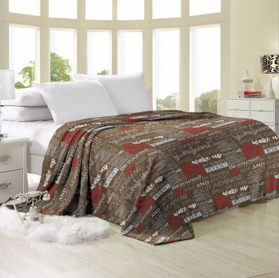 Флісовий плед "Написи на коричневому тлі" 220х240 см.