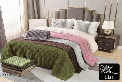 Покривало HOME TEXTILES Кубики 220х240см. Темно зелений
