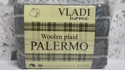 Плед напівшерсть Vladi 140х200см. "PALERMO" Сірий