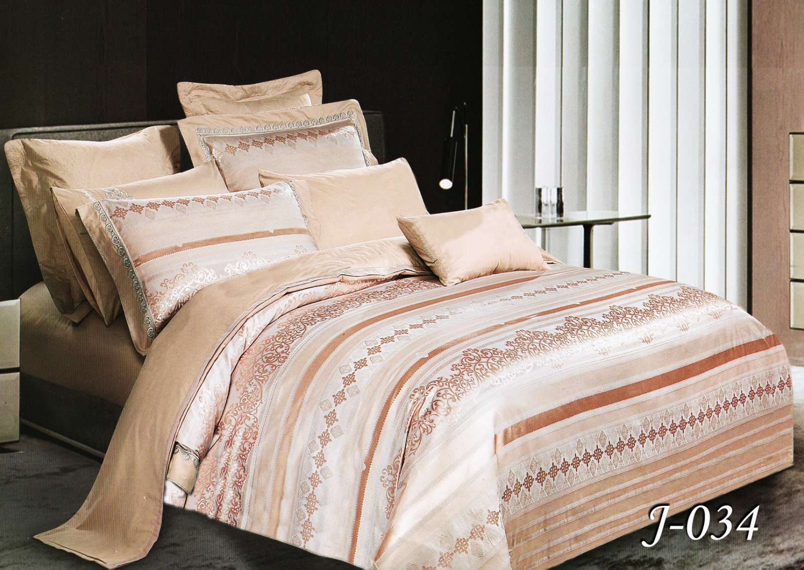 Постільна білизна євро (жаккард) "Бежевий" J-034
