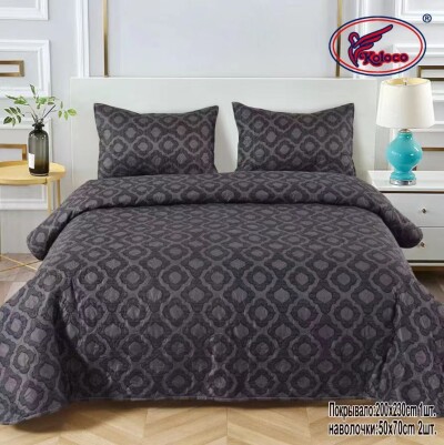 Покривало "Koloco" 200х230 см. + 2 наволочки 50х70 см. "Абстракція чорна"