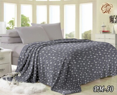 Флісовий плед "Зірки на сірому фоні" 200х220 см.