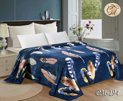 Флісовий плед "Перо на синьому фоні" 200х220 см.