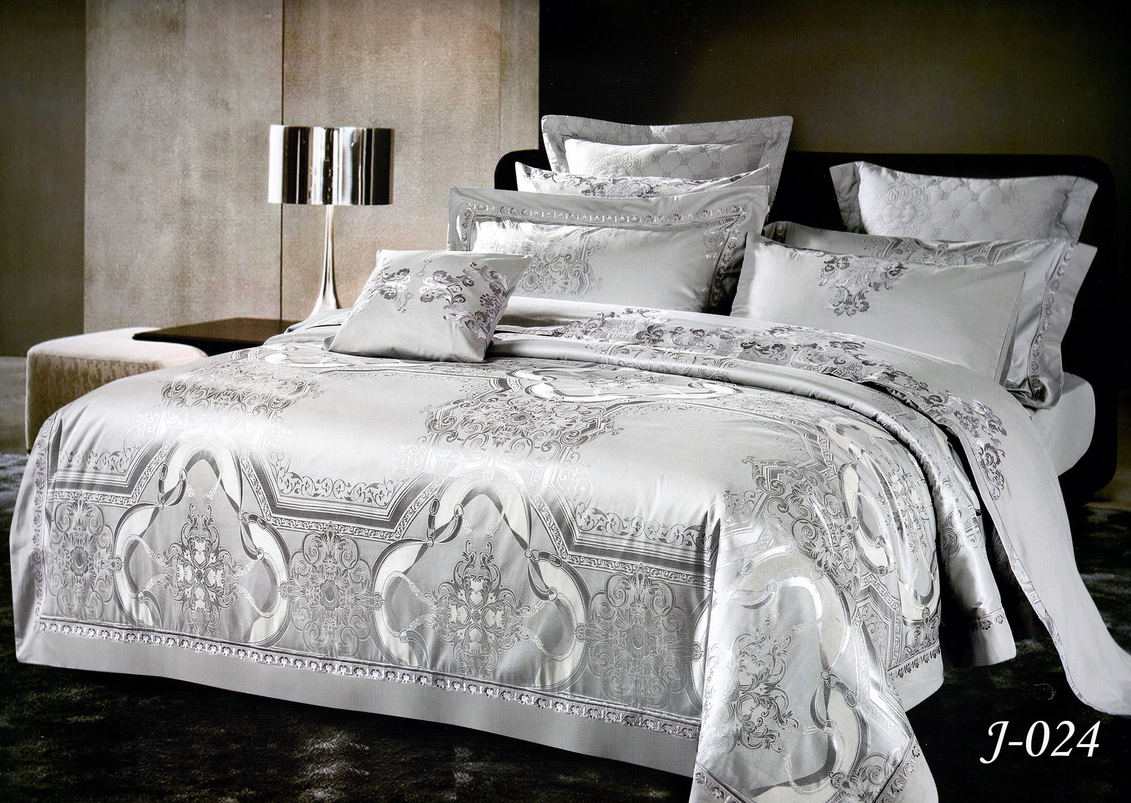 Постільна білизна євро (жакард) "Попелястий" J-024