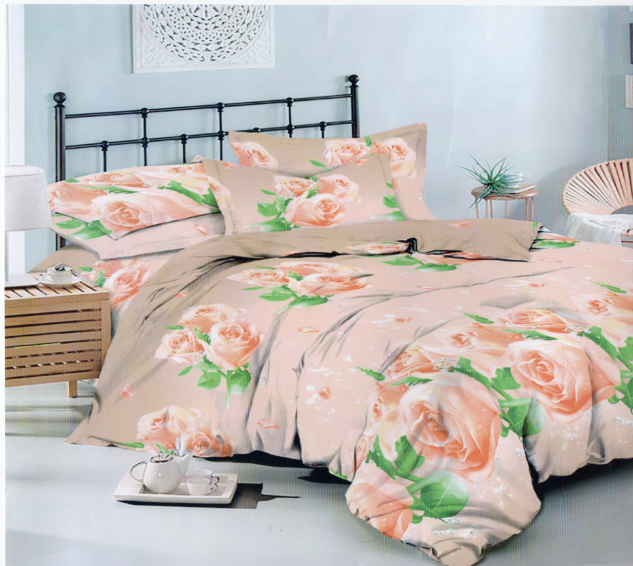 Постільна білизна полуторна (бязь) "Троянди ніжні"