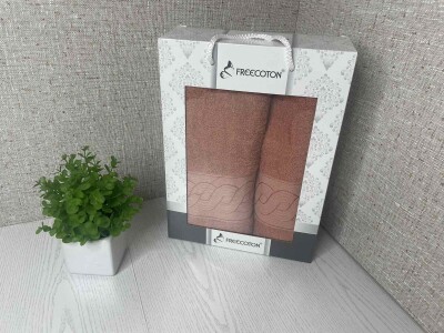 Набір махрових рушників 2 шт "FREECOTON Хвиля" (руді)