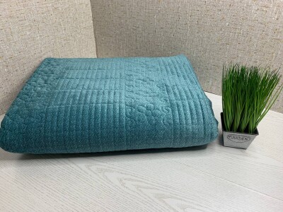 Покривало велюрове двостороннє "HOME TEXTILE" (Бірюза) 200х220 см.