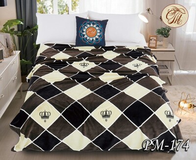 Флісовий плед "Корона з кліткою" 160х210 см.