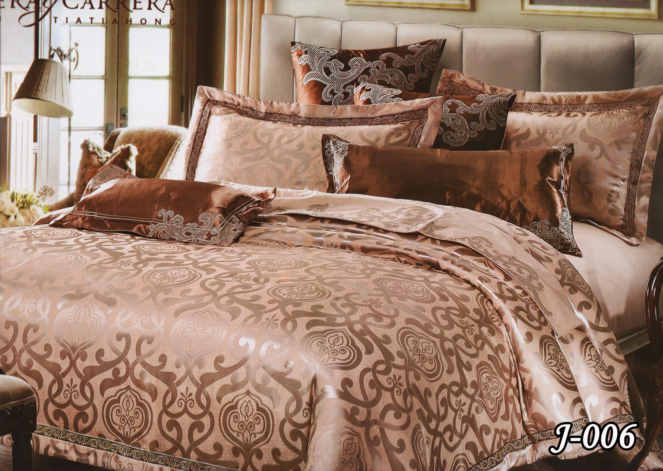 Постільна білизна євро (жаккард) "Кава з молоком" J-006