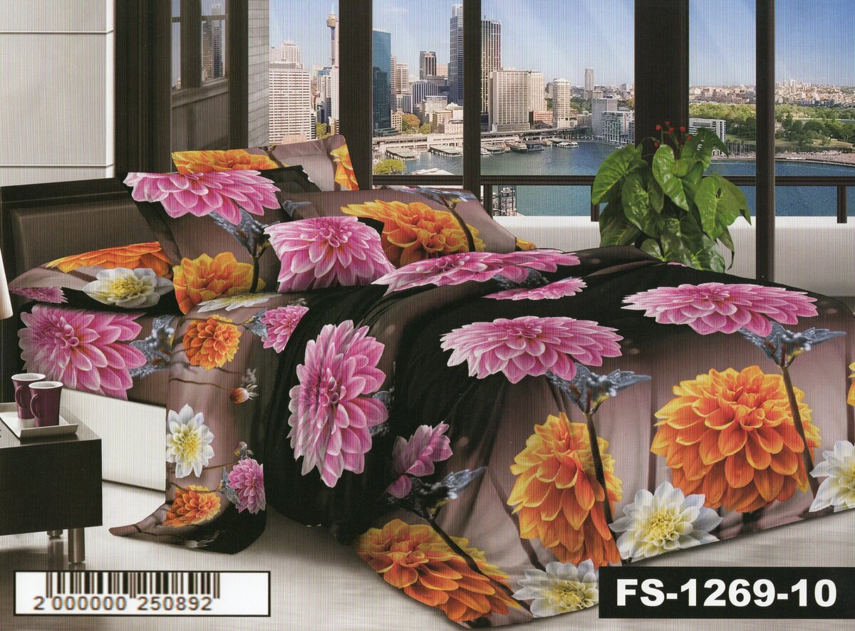 Постільна білизна двоспальна (мікросатин) "Квіти"