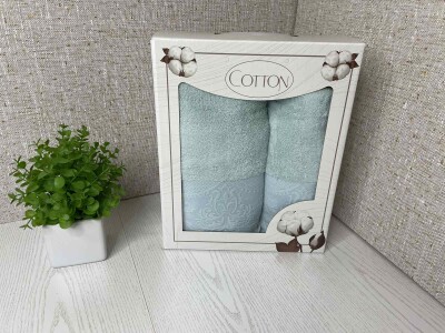 Набір махрових рушників (2 шт.) "Вінтаж бірюзові"