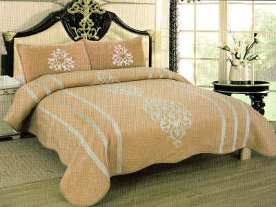 Покривало велюрове "Бежевий" 230х250см + наволочки 50х70см. 2шт.