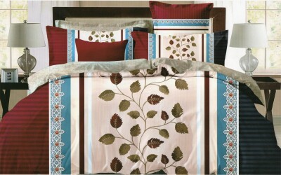 Покривало стьобане "Fashion" печворк 230х240 см. + 2 наволочки 50х70 см. "Листя"