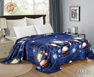 Флісовий плед "Планети на синьому фоні" 160х210 см.