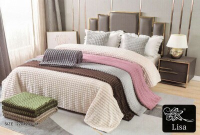 Покривало HOME TEXTILES Кубики 220х240см. Молочний