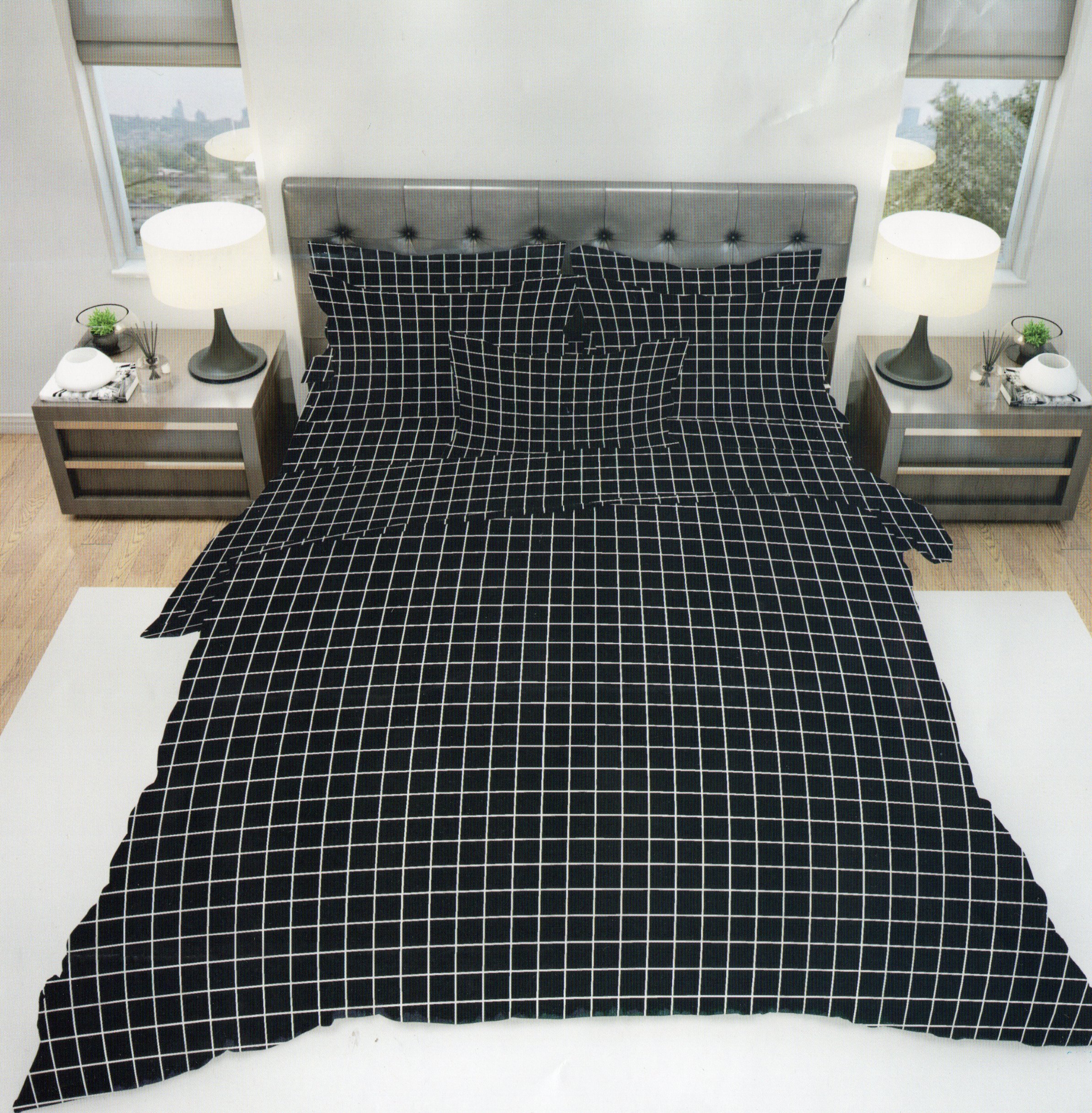 Постільна білизна полуторна (бязь) "Чорні клітинки"