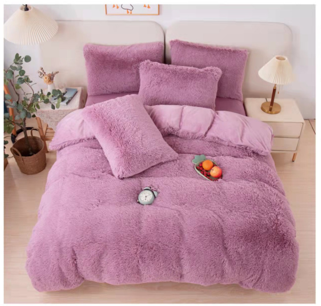 Постільна білизна євро EAST (велюр)+довгий ворс "Рожевий"