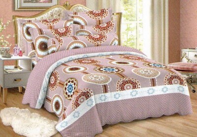 Покривало стьобане "Fashion" печворк 230х240 см. + 2 наволочки 50х70 см. "Пудра"
