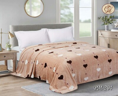 Флісовий плед "Сердечки на бежевому фоні" 200х220 см.