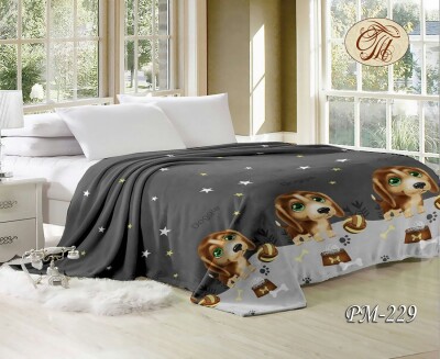 Флісовий плед "Цуценя на сірому фоні" 200х220 см.