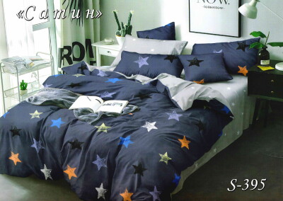 Постільна білизна (сатин) сімейна "Зірки кольорові" S-395