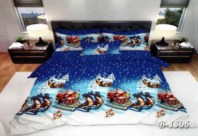 Постільна білизна полуторна "Санта на санях" В-1306