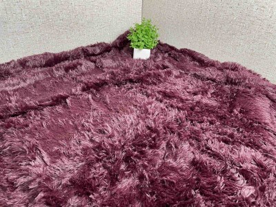 Покривало Colorful Home з довгим ворсом "Травичка" (Буряковий) 220х240 см.