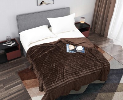 Плед плюшевий "Вії" 200х220 см. "Шоколад"