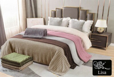 Покривало HOME TEXTILES Кубики 220х240см. Бежевий