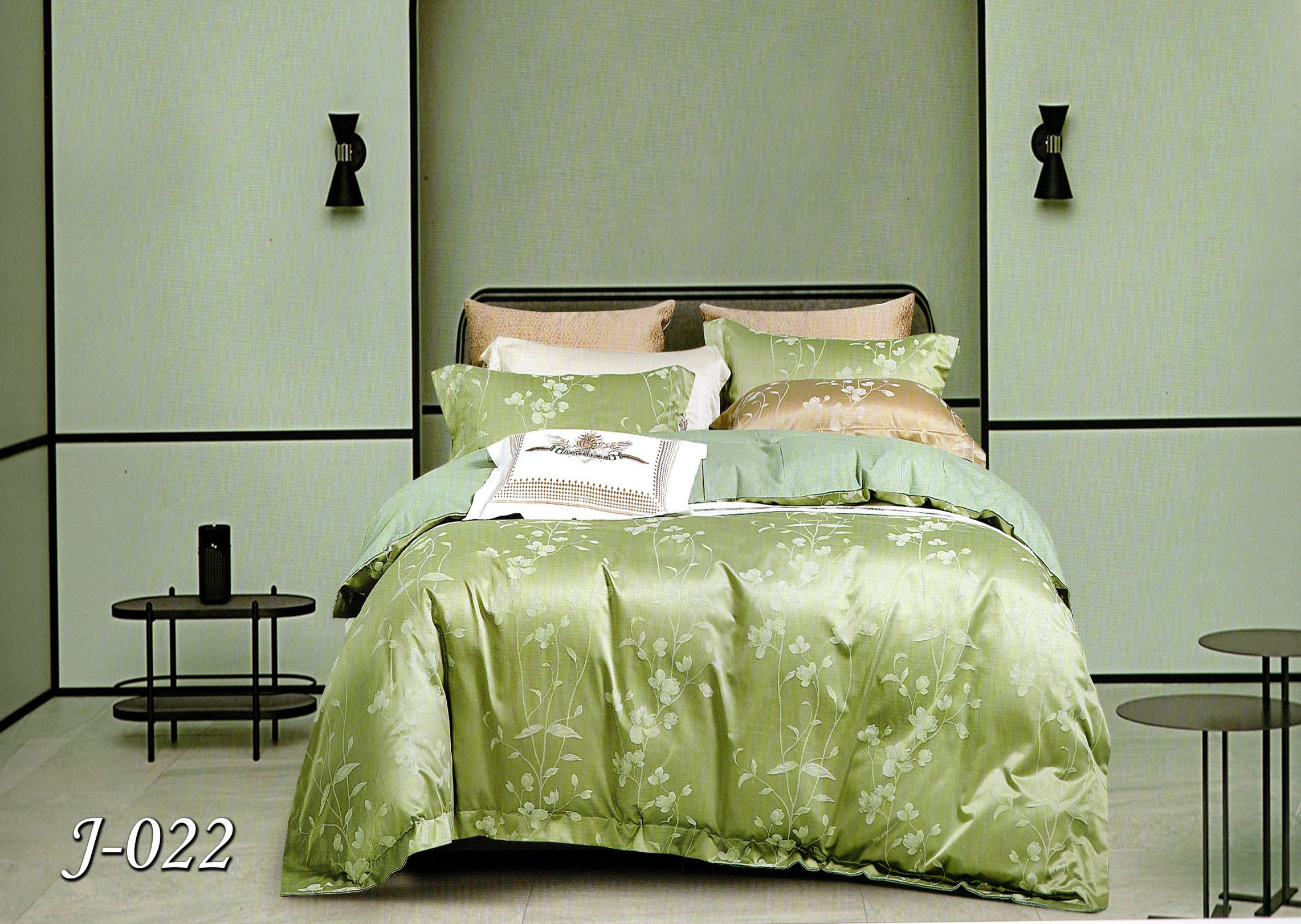 Постільна білизна євро (жакард) "Зелена гілка" J-022